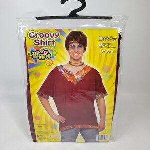 Hippie Halloween Costume Men's XL Shirt Only Groovy Hippie Cool Shirt Adult